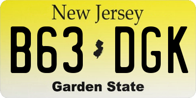NJ license plate B63DGK