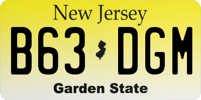 NJ license plate B63DGM