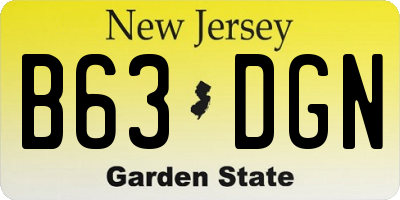NJ license plate B63DGN