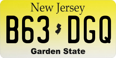 NJ license plate B63DGQ