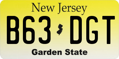 NJ license plate B63DGT