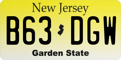 NJ license plate B63DGW