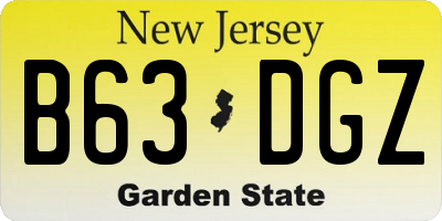 NJ license plate B63DGZ