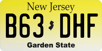 NJ license plate B63DHF