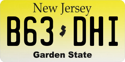 NJ license plate B63DHI