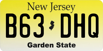 NJ license plate B63DHQ