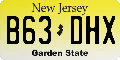 NJ license plate B63DHX