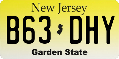 NJ license plate B63DHY