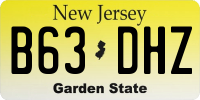 NJ license plate B63DHZ