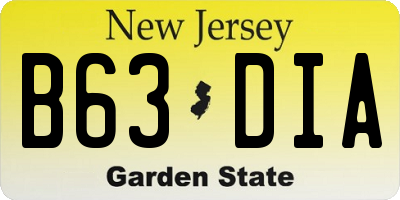 NJ license plate B63DIA