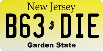 NJ license plate B63DIE