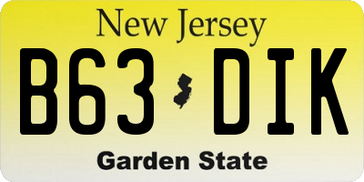 NJ license plate B63DIK