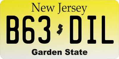 NJ license plate B63DIL