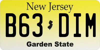 NJ license plate B63DIM