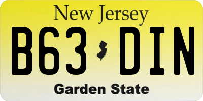 NJ license plate B63DIN