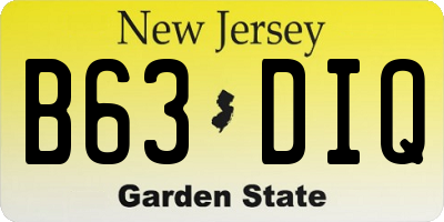 NJ license plate B63DIQ