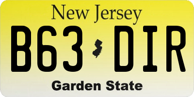 NJ license plate B63DIR