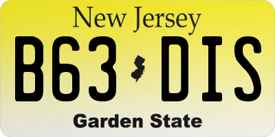 NJ license plate B63DIS