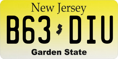 NJ license plate B63DIU