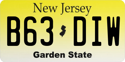 NJ license plate B63DIW
