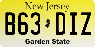 NJ license plate B63DIZ