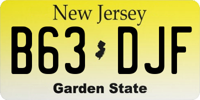 NJ license plate B63DJF