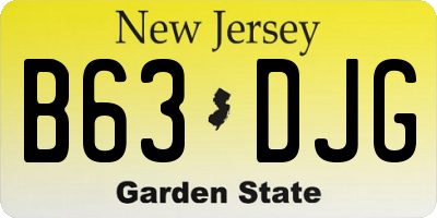 NJ license plate B63DJG