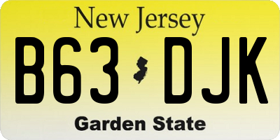 NJ license plate B63DJK