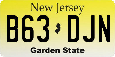 NJ license plate B63DJN
