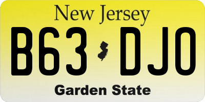 NJ license plate B63DJO