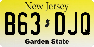 NJ license plate B63DJQ