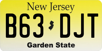 NJ license plate B63DJT