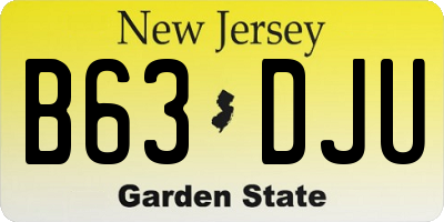 NJ license plate B63DJU