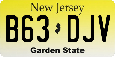 NJ license plate B63DJV