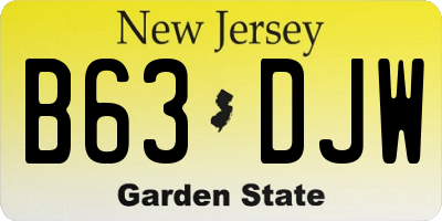 NJ license plate B63DJW