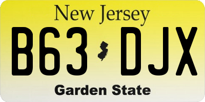 NJ license plate B63DJX