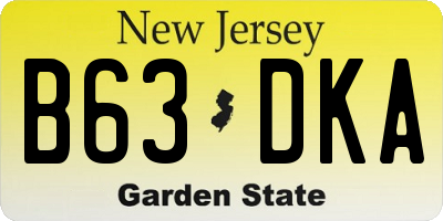 NJ license plate B63DKA