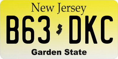 NJ license plate B63DKC