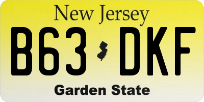 NJ license plate B63DKF