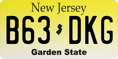NJ license plate B63DKG