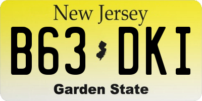 NJ license plate B63DKI