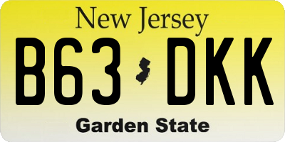 NJ license plate B63DKK