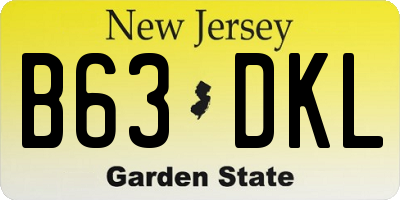 NJ license plate B63DKL
