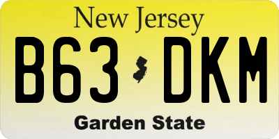 NJ license plate B63DKM