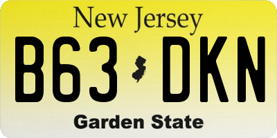 NJ license plate B63DKN