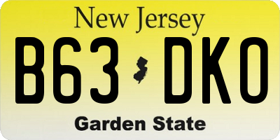 NJ license plate B63DKO