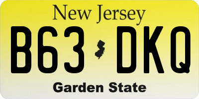 NJ license plate B63DKQ