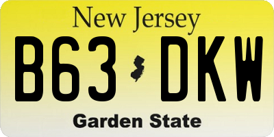 NJ license plate B63DKW