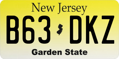 NJ license plate B63DKZ