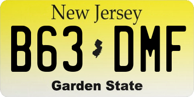 NJ license plate B63DMF